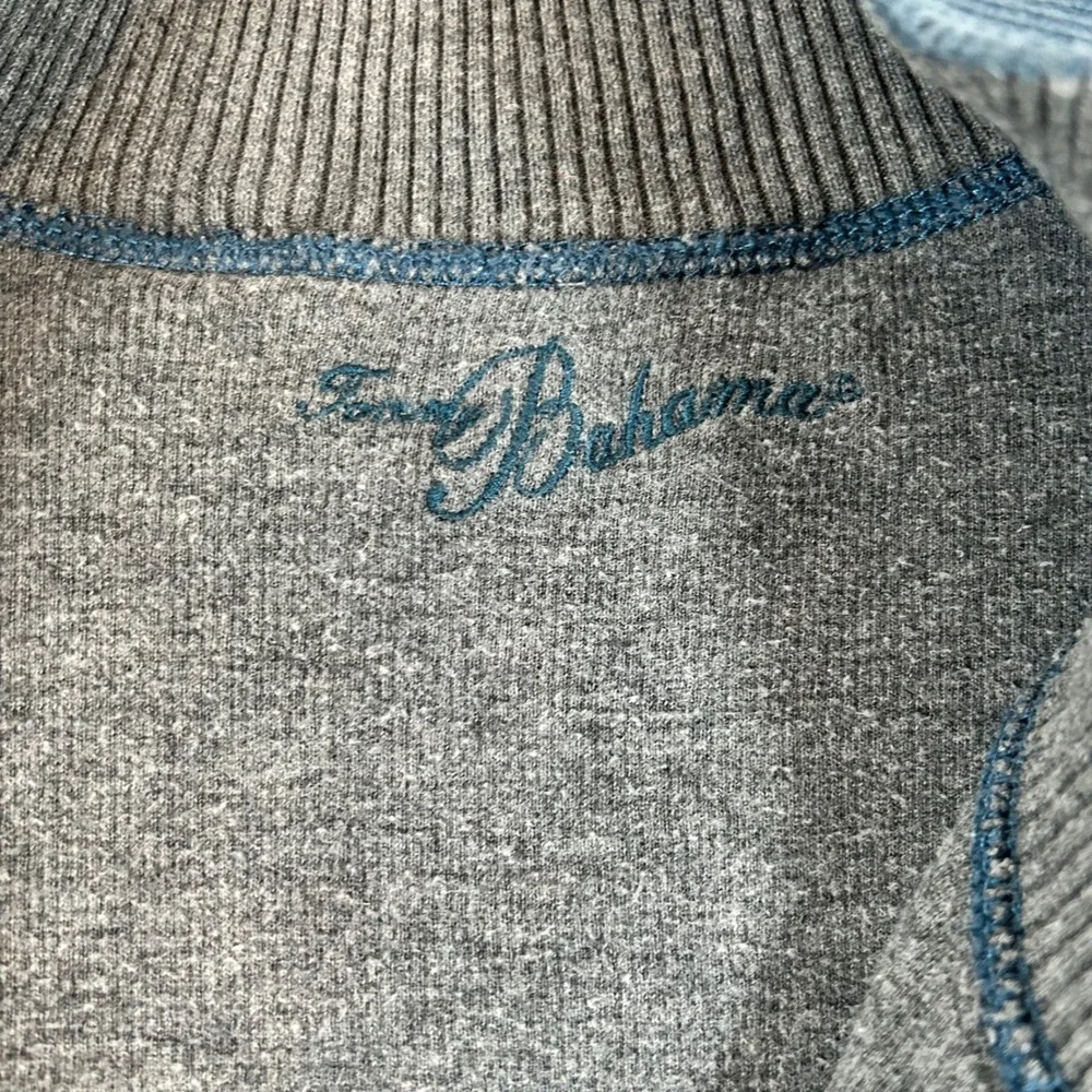 Tommy Bahama‎ Mens 2XL Quarter Zip Pullover Sweater Teal Blue Mock Neck Ribbed